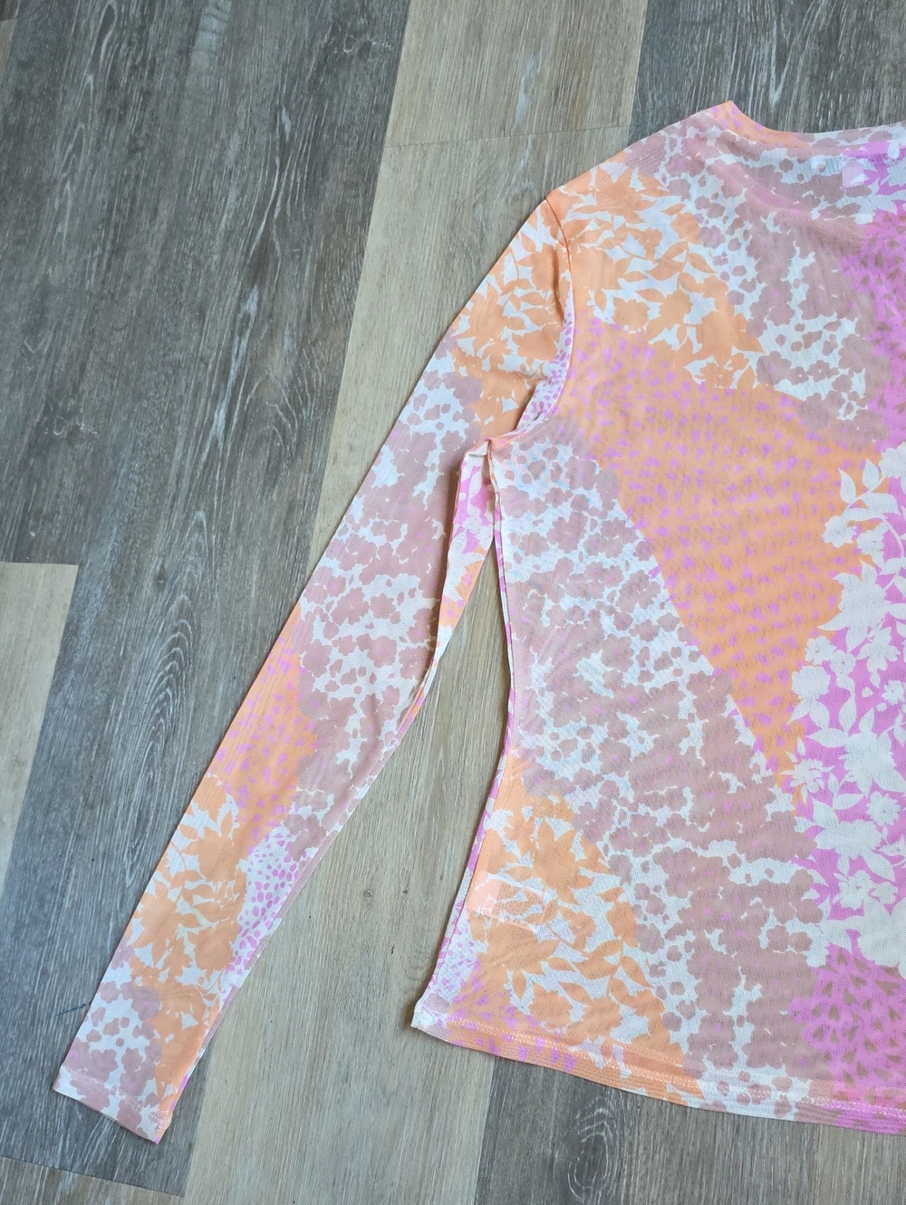AFRM Sheer Mesh Long Sleeve Top in Pink and Peach - Picture 14 of 16